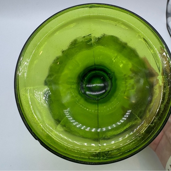 Vintage Indiana Green Candy Pedestal Bowl w/grapes&leaves pattern - Picture 7 of 7